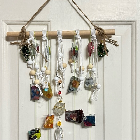 OOAK Assemblage Art Sculpture Hanging Decor Resin Handmade Mosaic Indoor/Outdoor - Picture 9 of 16